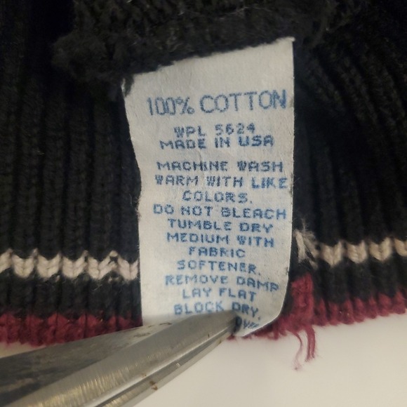 Vintage 90s Carlyle Sweater Mens L Pullover Fisherman Cotton Made in USA Black - Picture 4 of 7